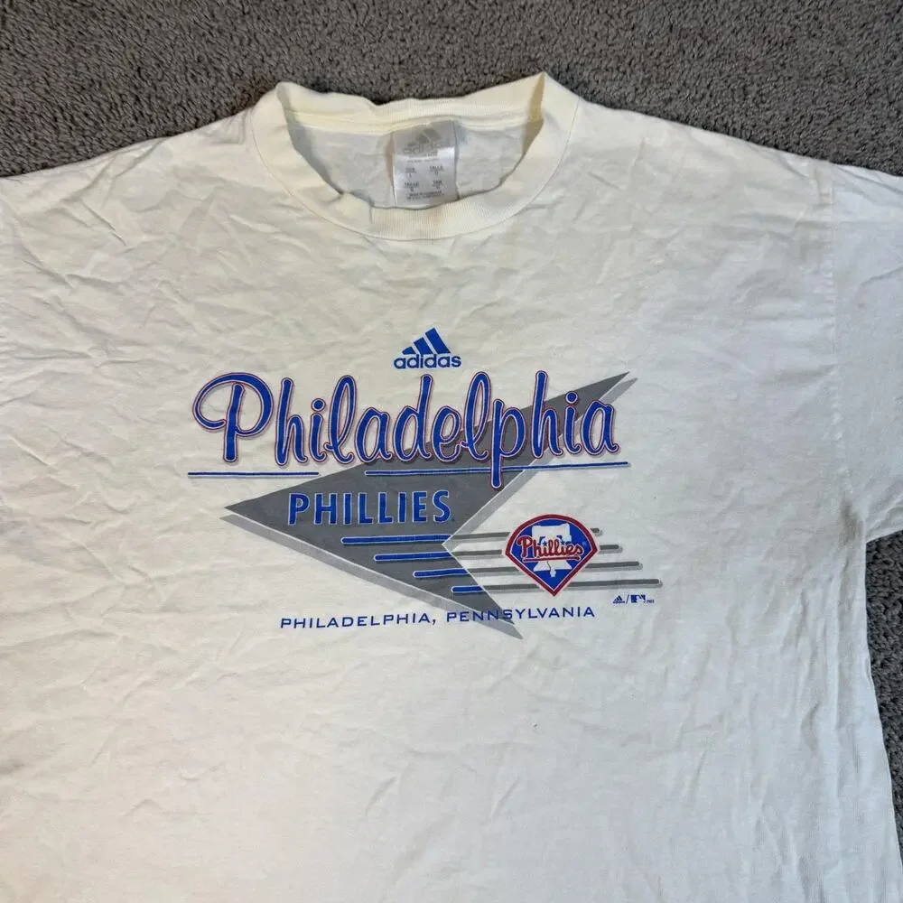 VINTAGE Philadelphia Phillies Shirt Mens XL White MLB Baseball Adidas 2005